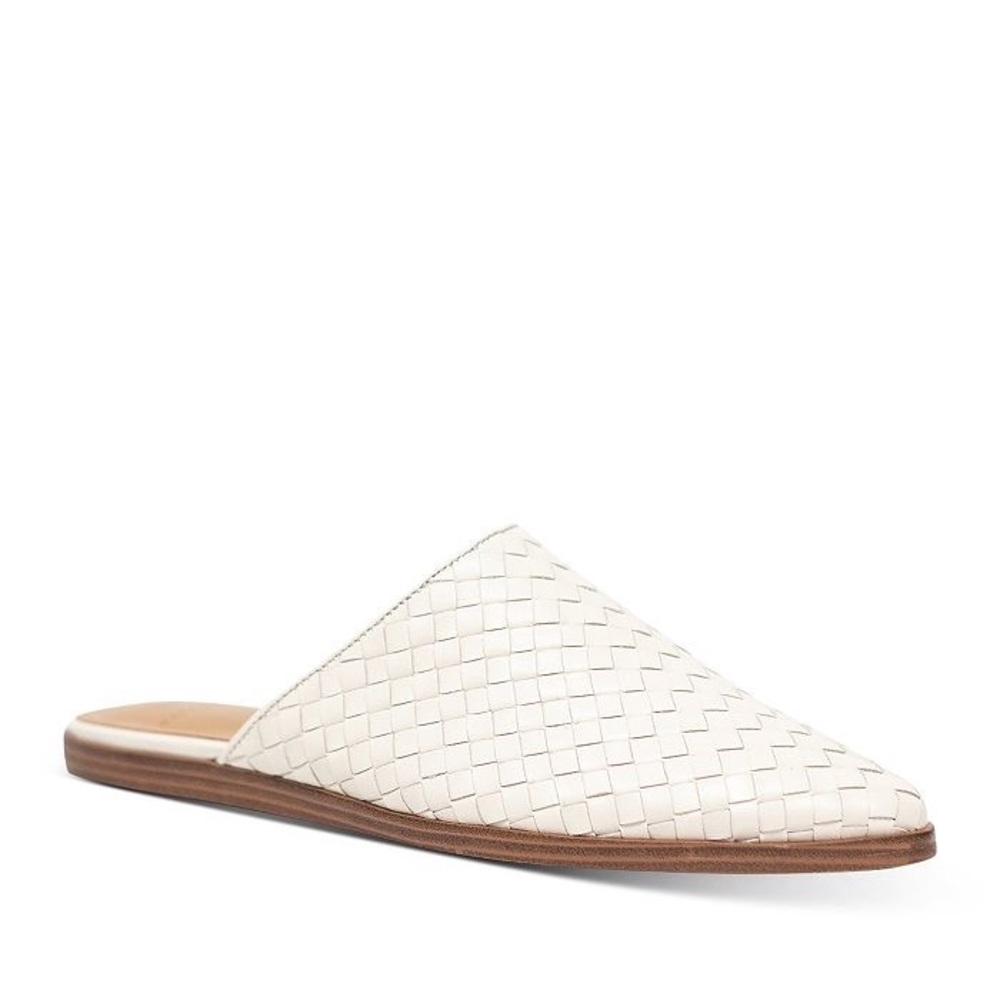 Marc Fisher Garren Leather Slide On Pointed Toe Woven Mules